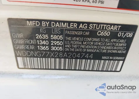 2008 Mercedes-Benz S 63 Amg из США, поврежденный, VIN WDDNG77X28A204744